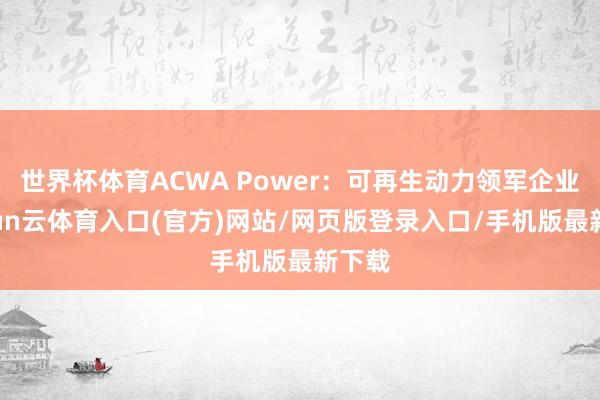 世界杯体育ACWA Power：可再生动力领军企业-开yun云体育入口(官方)网站/网页版登录入口/手机版最新下载