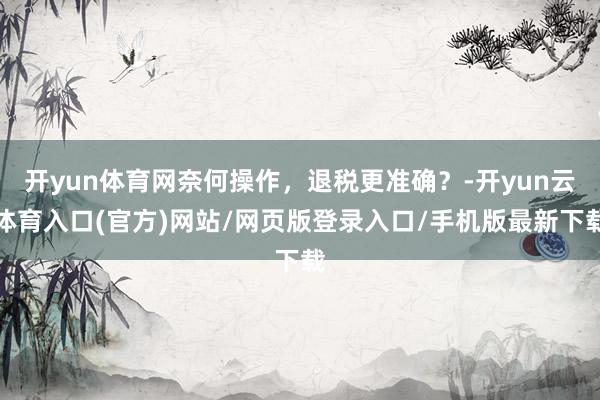 开yun体育网奈何操作，退税更准确？-开yun云体育入口(官方)网站/网页版登录入口/手机版最新下载